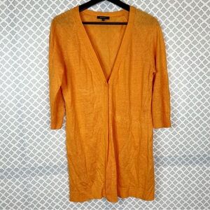 EUC Lafayette 148 New York Orange Linen Single Button Longline Cardigan